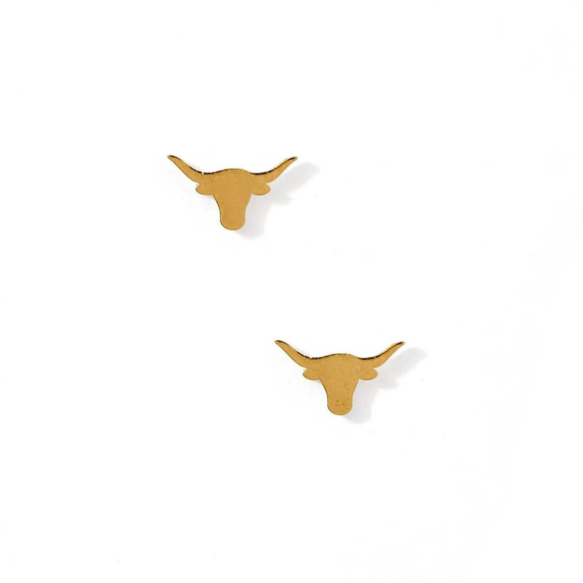 Texas Steer Gold Screwback Stud Earrings