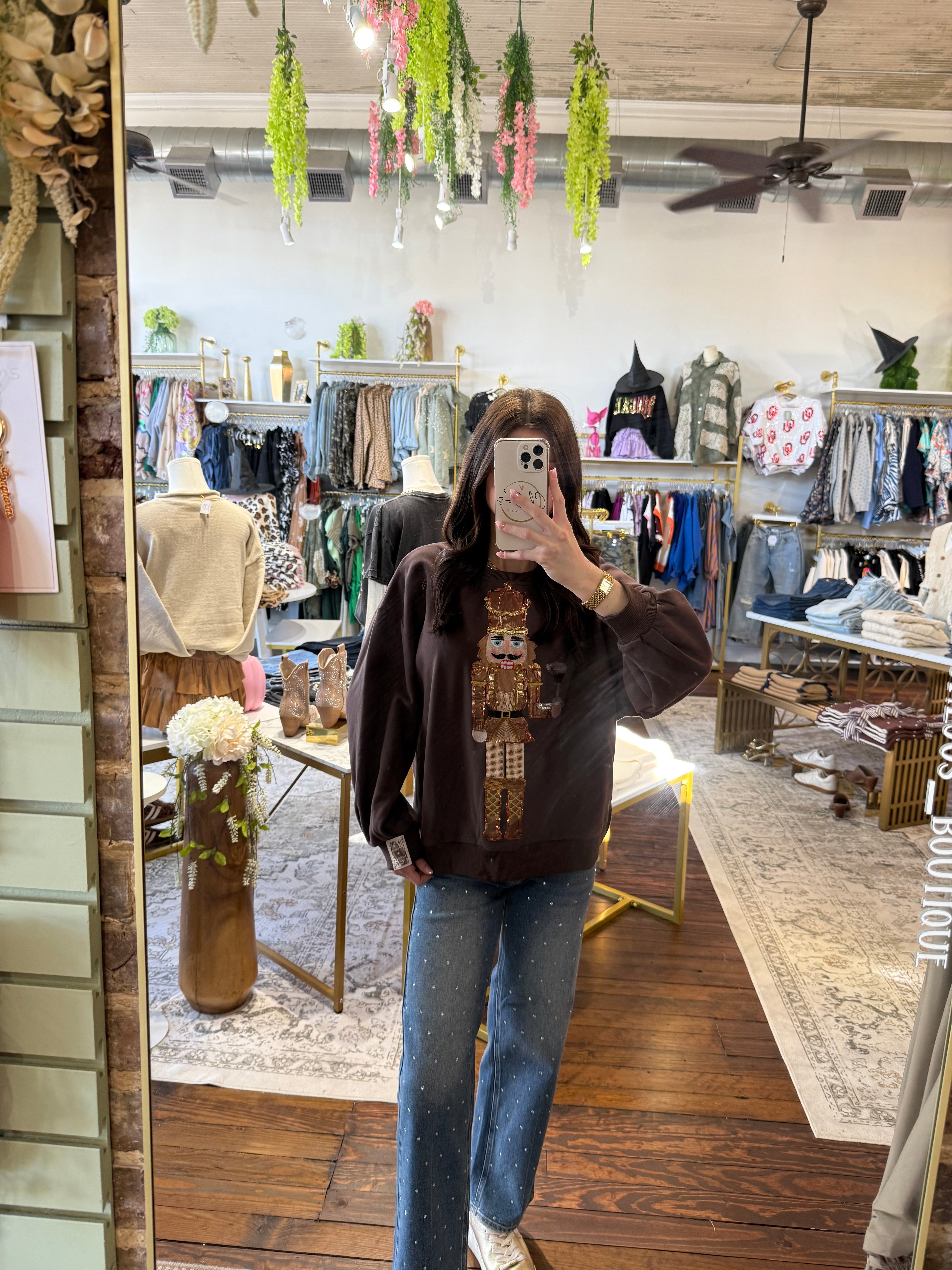 Brown Espresso Martini Serving Nutcracker Sweatshirt | Queen of Sparkles