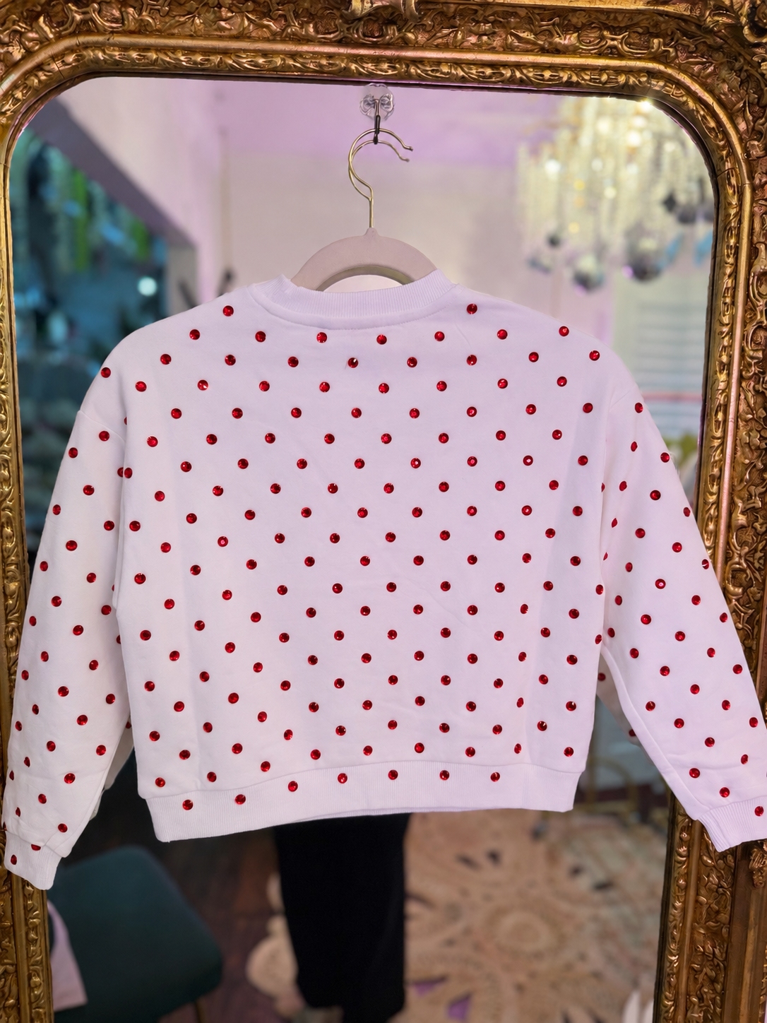 Licensed Kids White Scattered Rhinestone Sequin, Rhinestone & Beaded Polar Express Sweatshirt | Queen of Sparkles