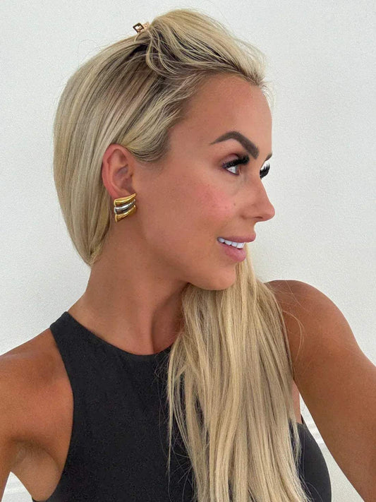 Two Toned Sarah Earrings | Water Resistant - Chansutt Pearls