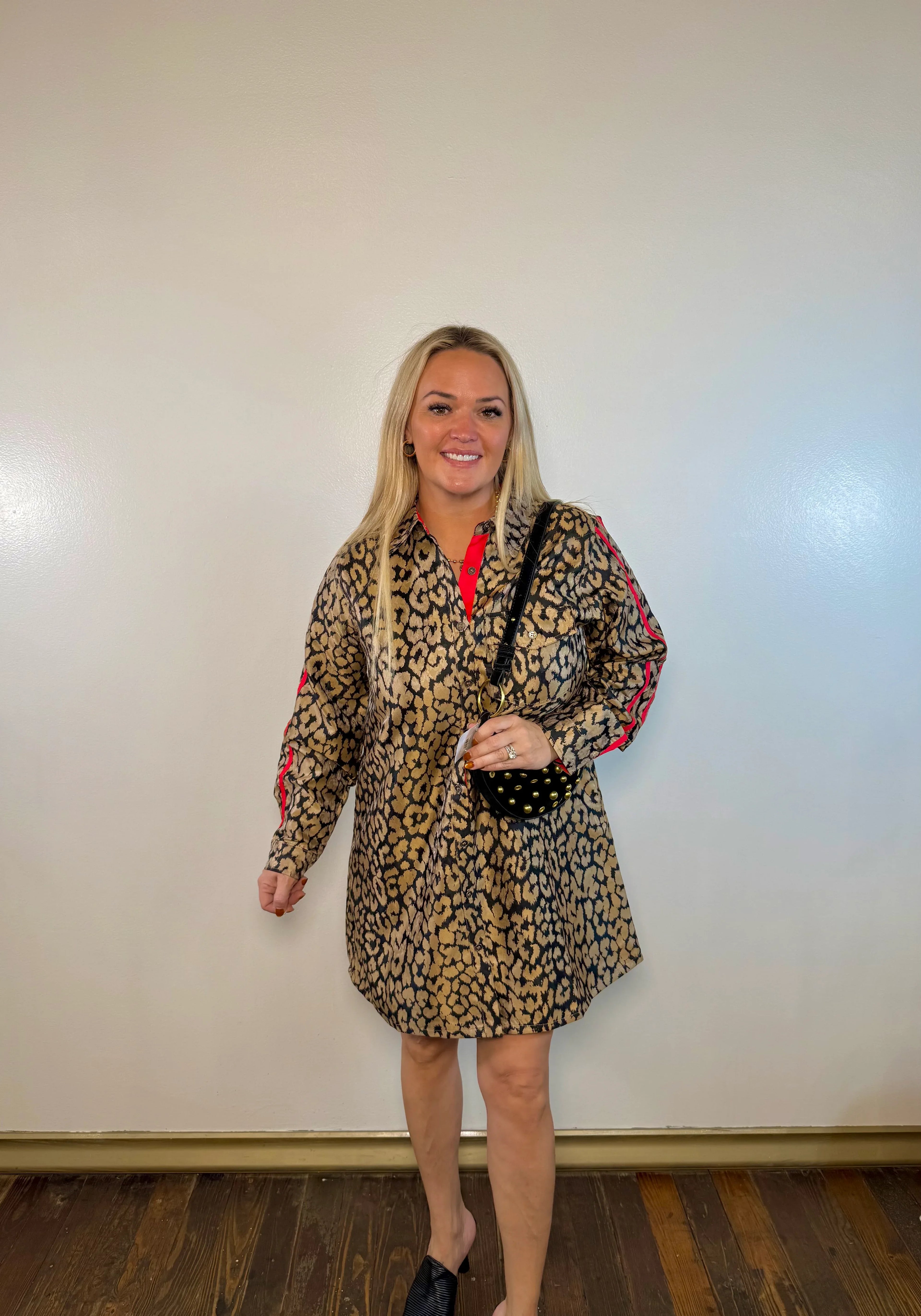 Paige Leopard Stripe Detailed Short Dress
