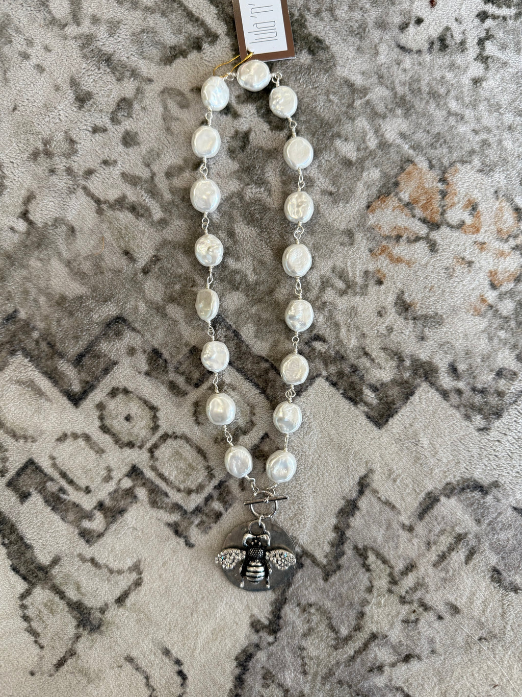 Mother-of-Pearl & Hematite Toggle Necklace