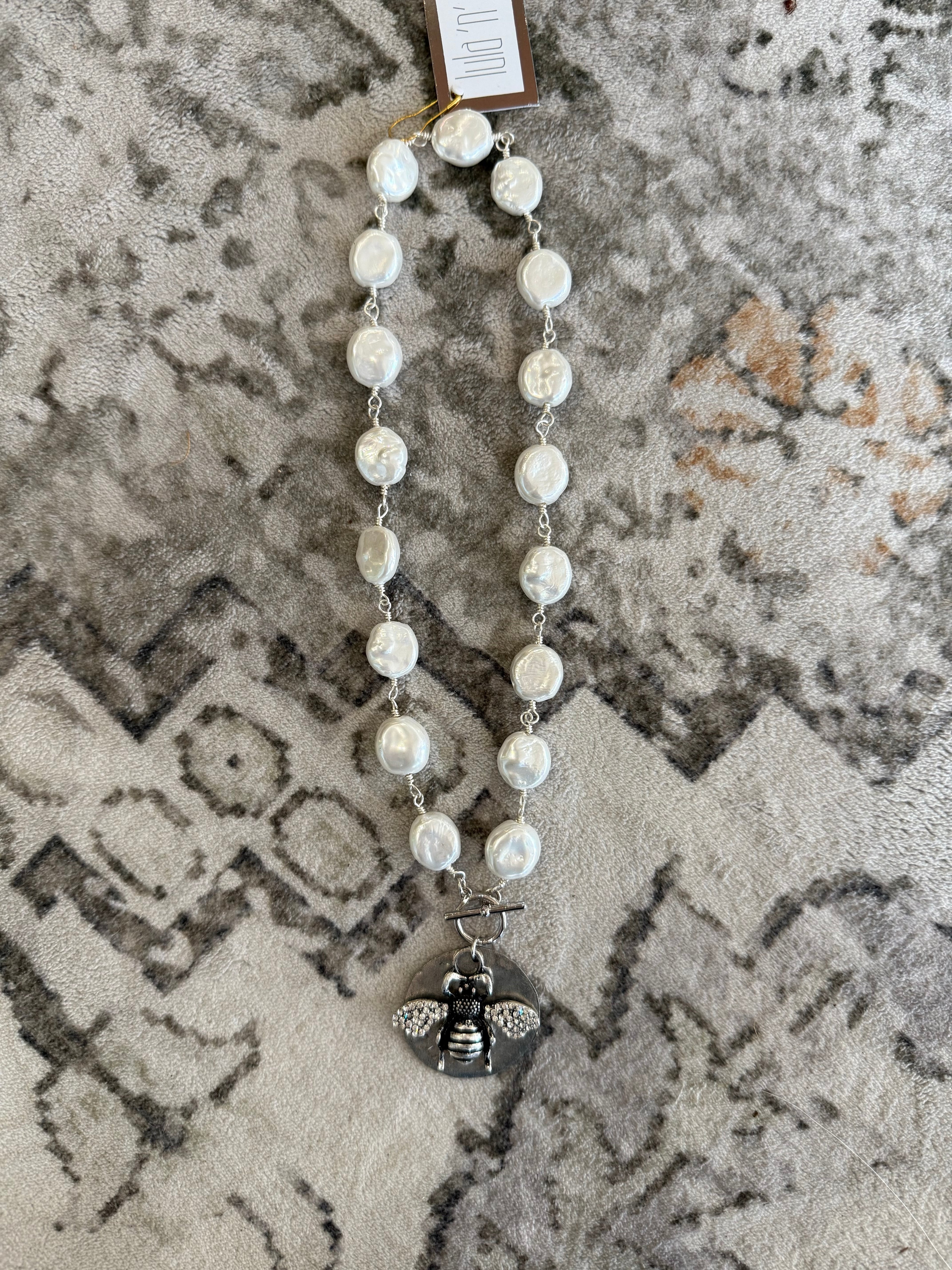 Mother-of-Pearl & Hematite Toggle Necklace