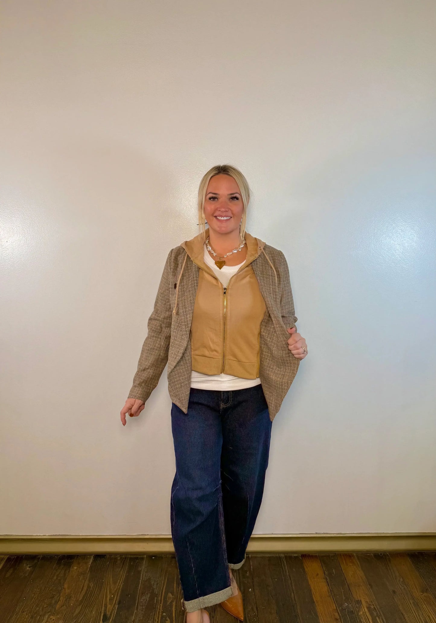 Herringbone Hoodie Blazer
