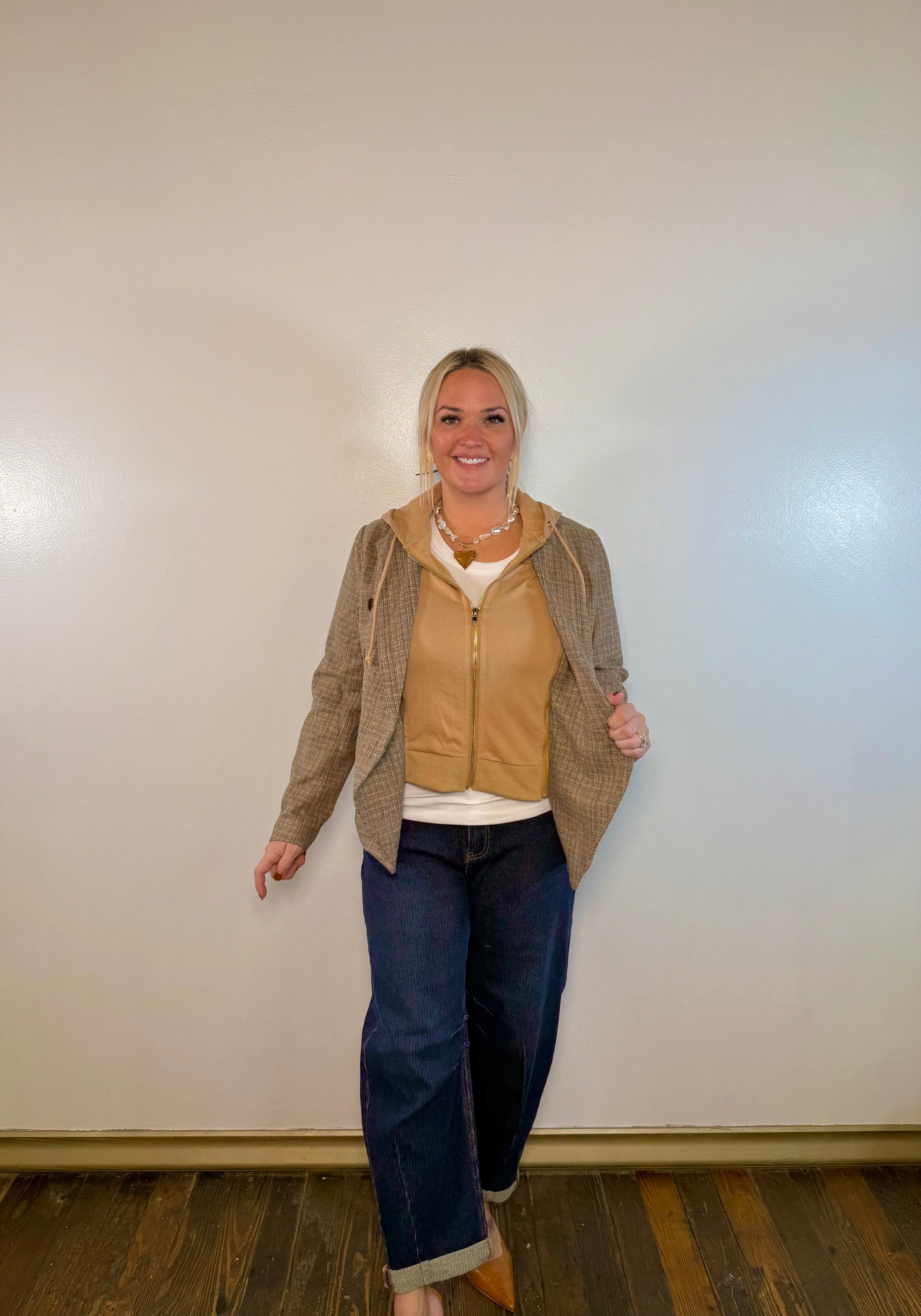 Herringbone Hoodie Blazer