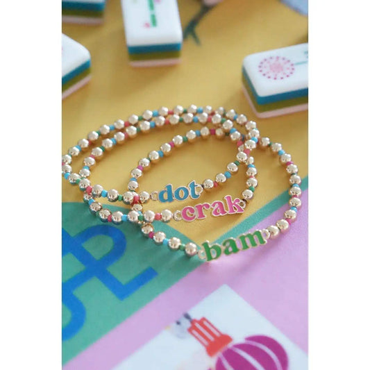 Dot Crack Bam Rainbow Ball Bead Stretch Bracelet Set of 3