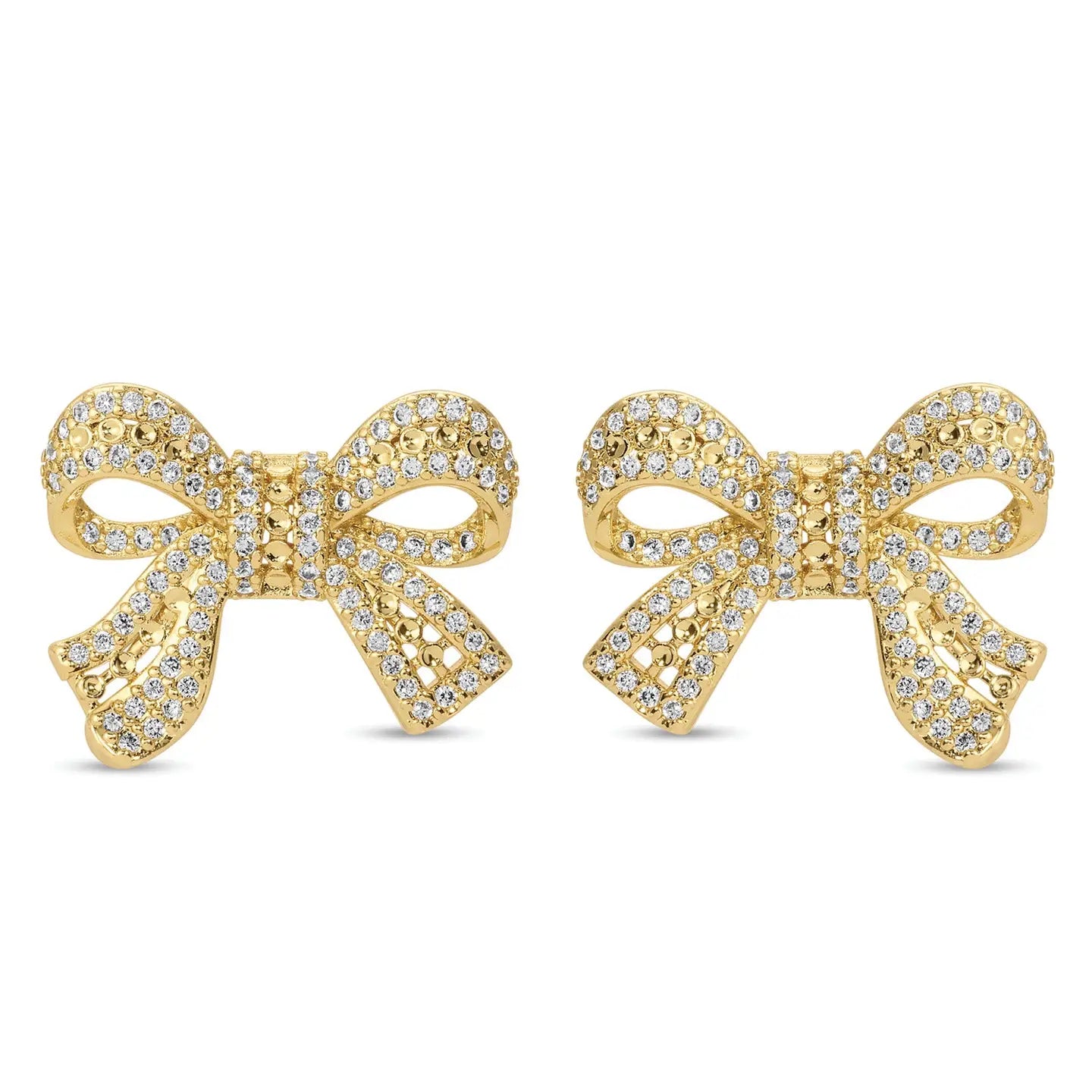 Large Pave Bow Stud Earrings