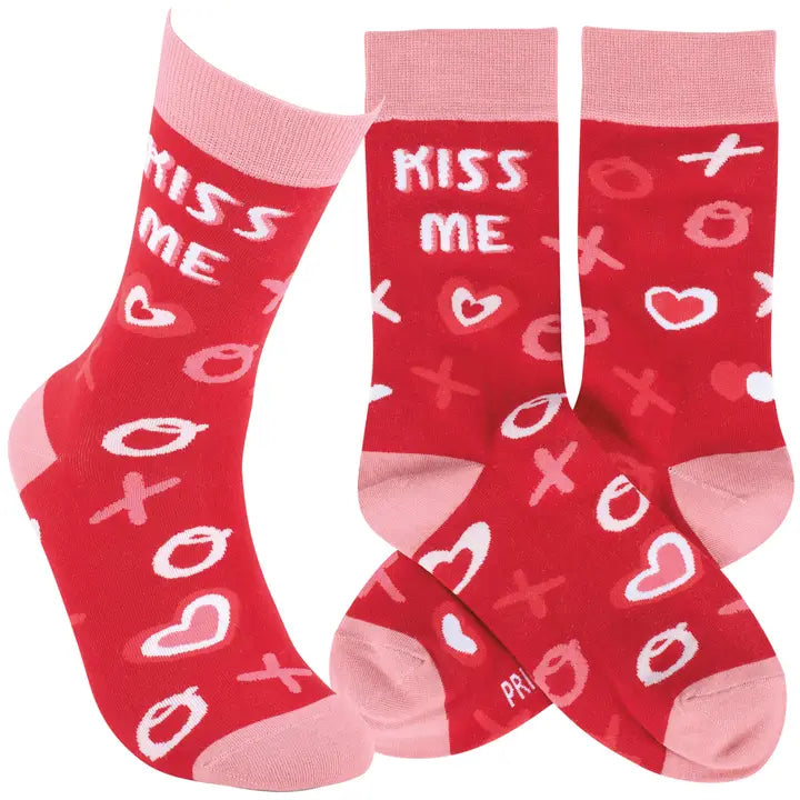 Classic Woven Crew Socks - Valentines