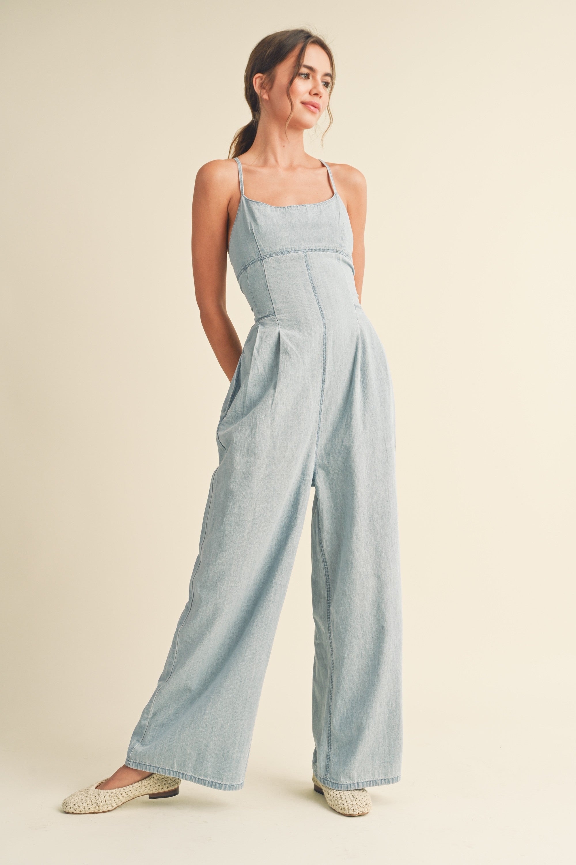 Tina Washed Denim Jumpsuit
