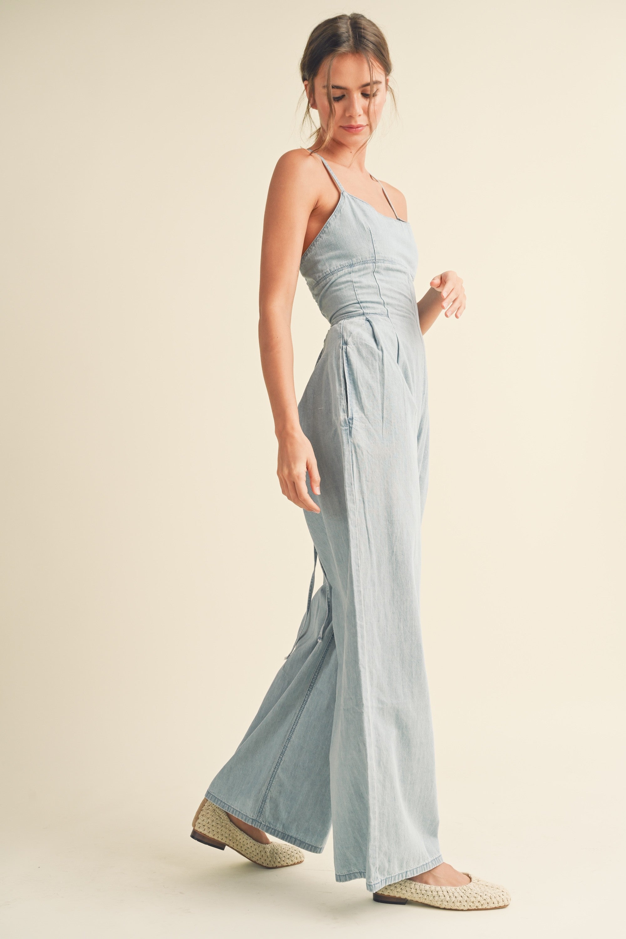 Tina Washed Denim Jumpsuit