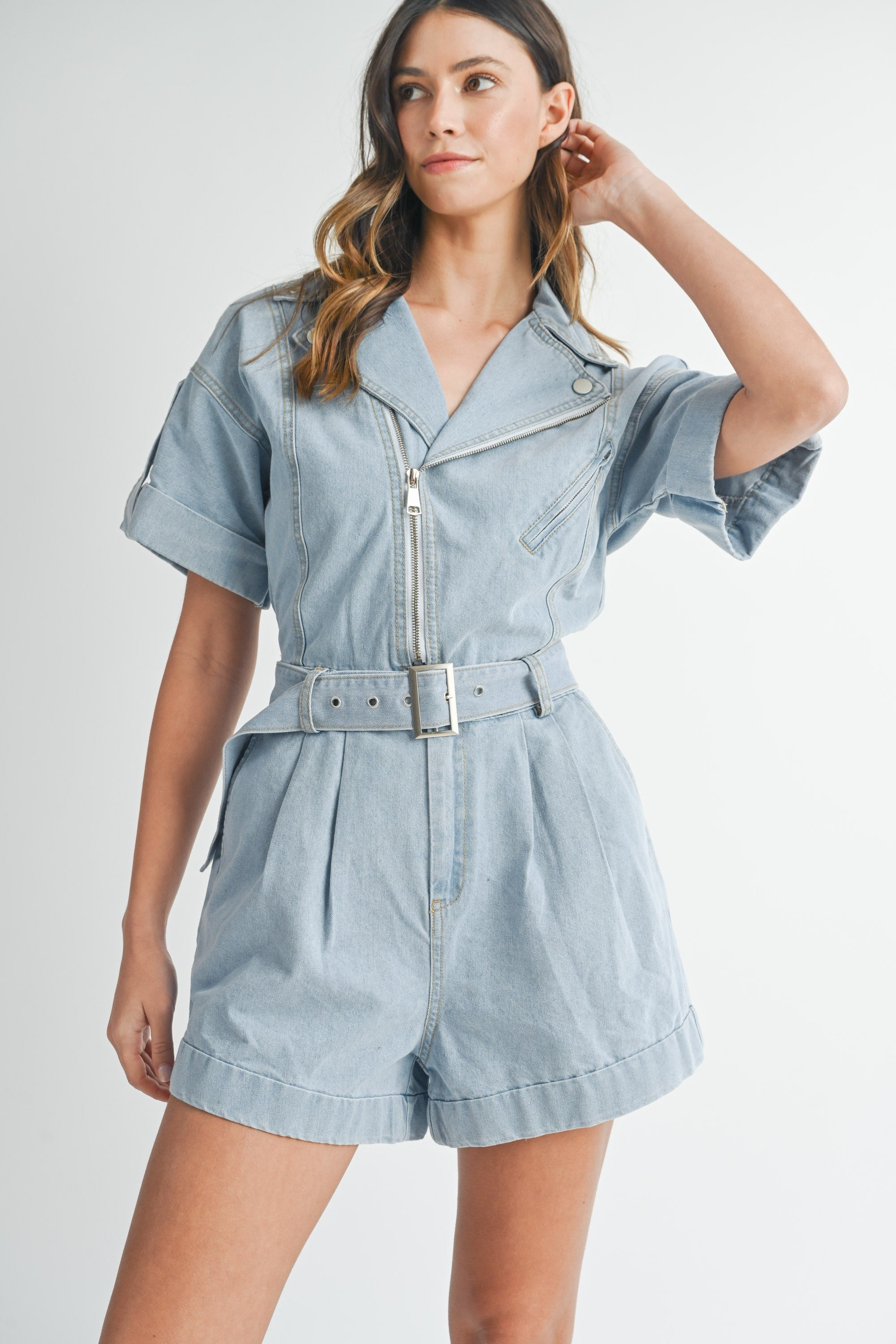 Midday Wander Denim Romper