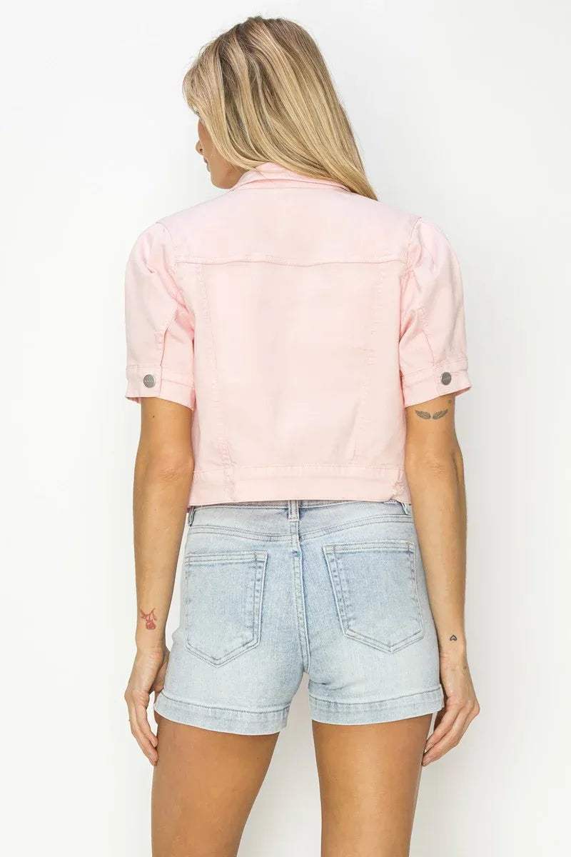 Peony Shirring Short Sleeve Crop Jacket | Risen Jeans