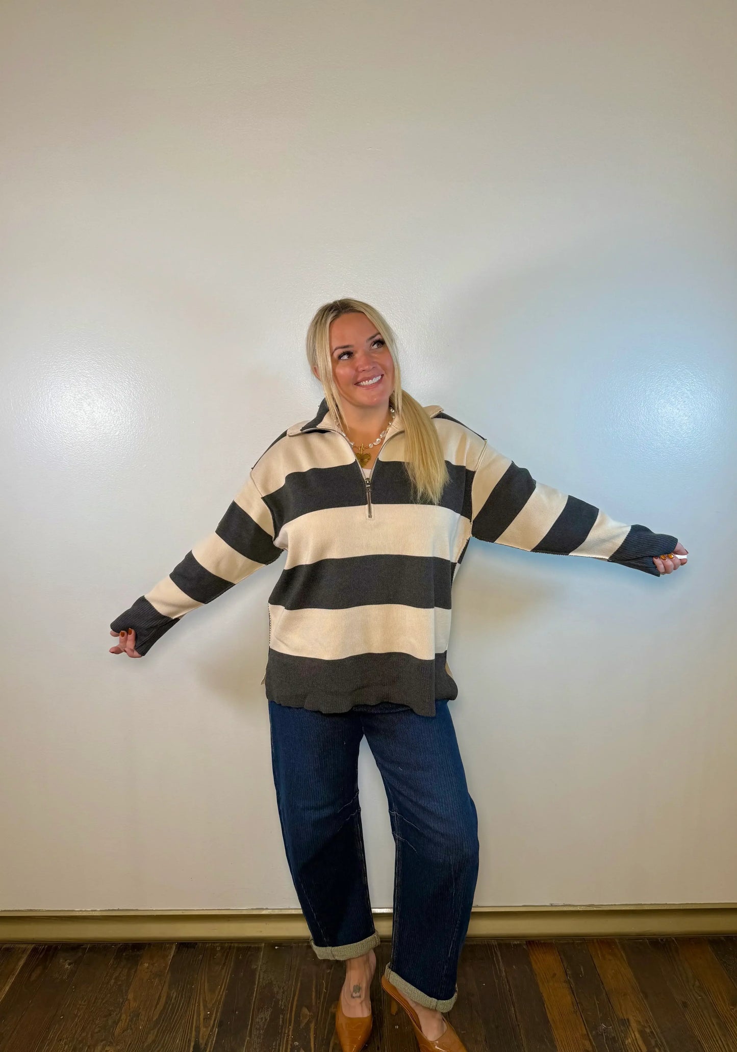 Fontaine Half Zip Striped Pullover