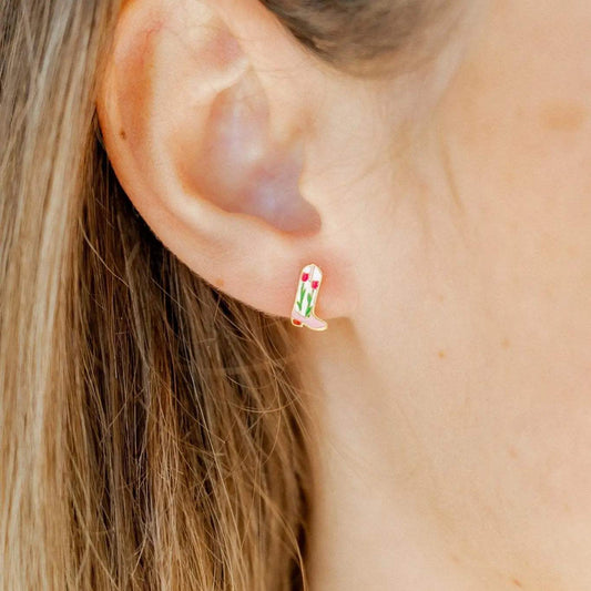 Tulip Cowgirl Boot Screwback Stud Earrings