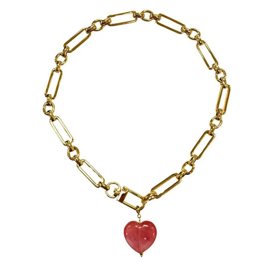 Marble Heart Charm Necklace