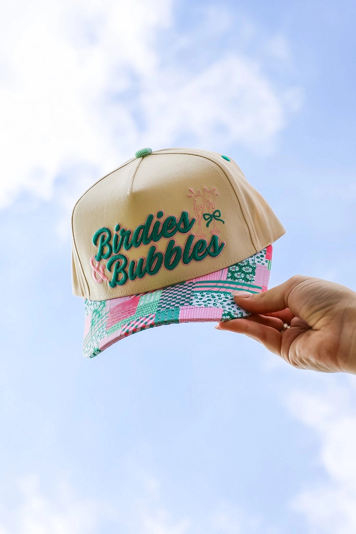 Birdies & Bubbles Puff Embroidered Canvas Cap