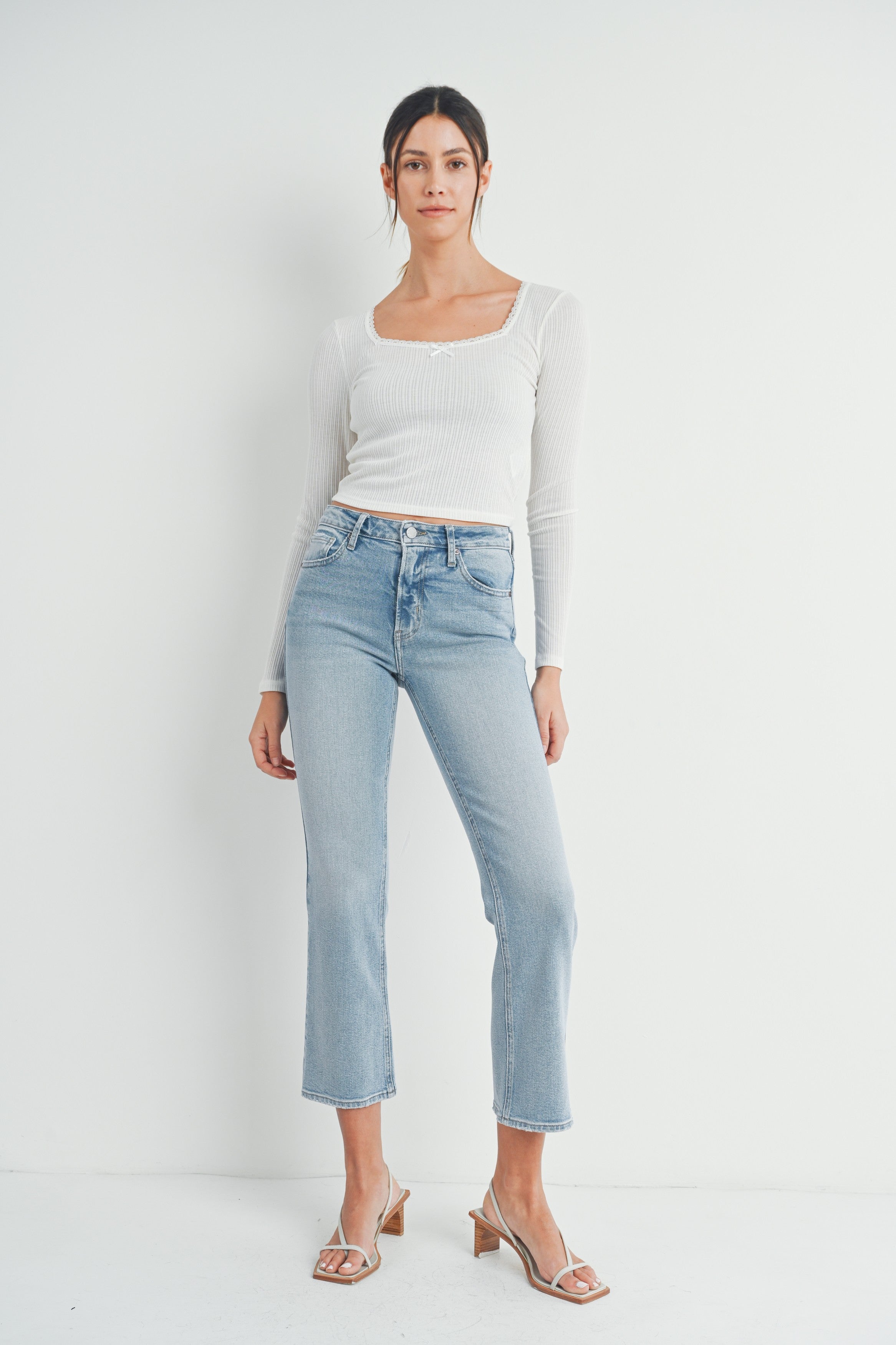 Amanda Slim Cropped Bootcut Jeans | Just Black Denim