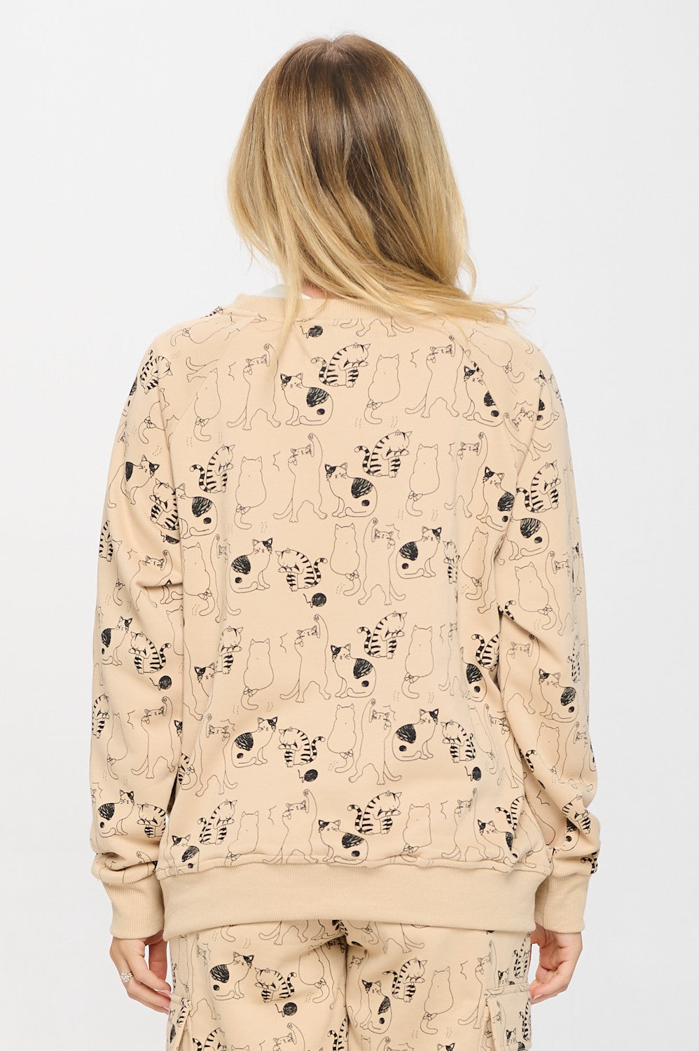 Scattered Kitty Cat Cotton Sweatshirt
