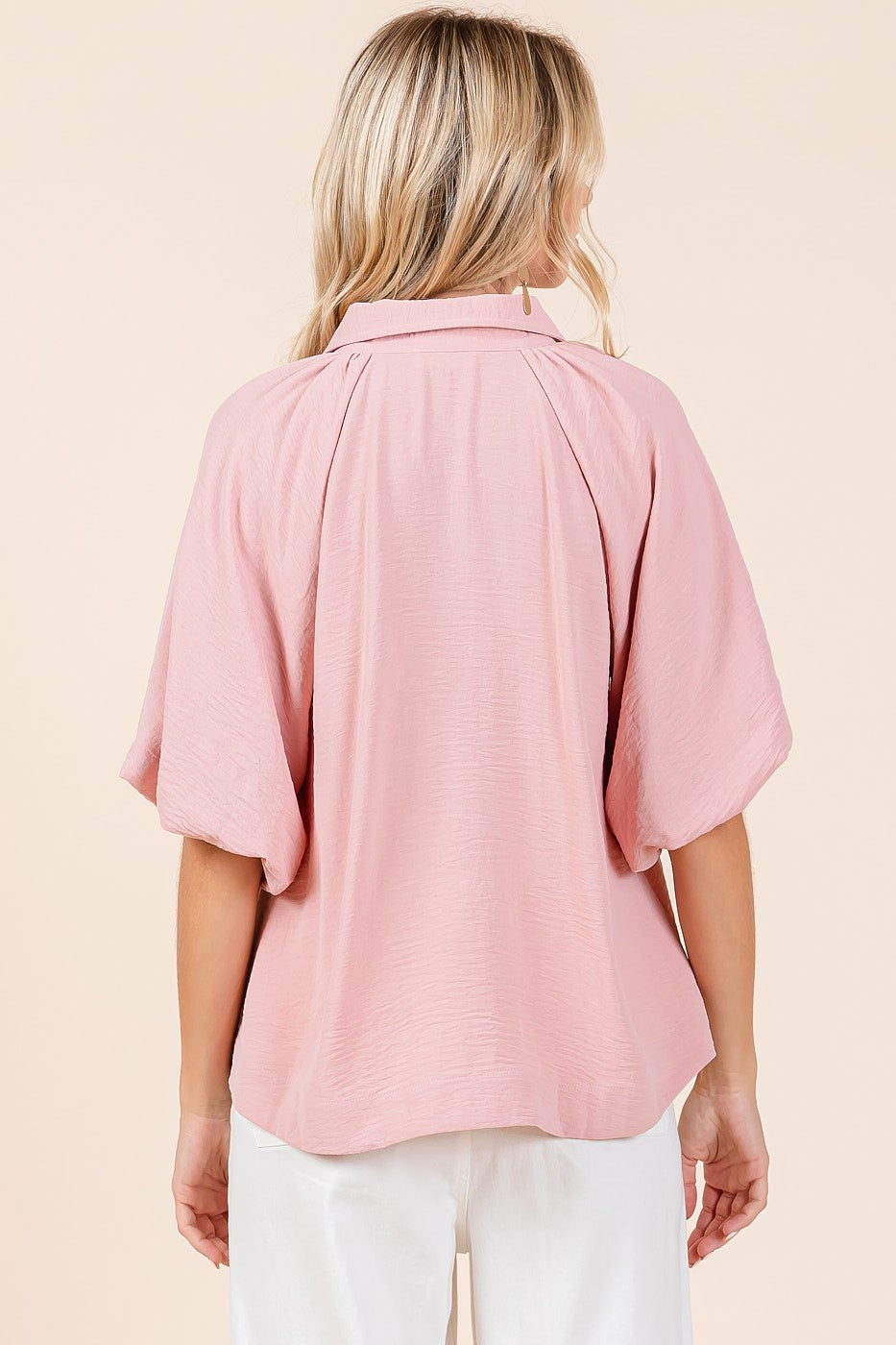 Norah Bubble Sleeve Button Down Blouse