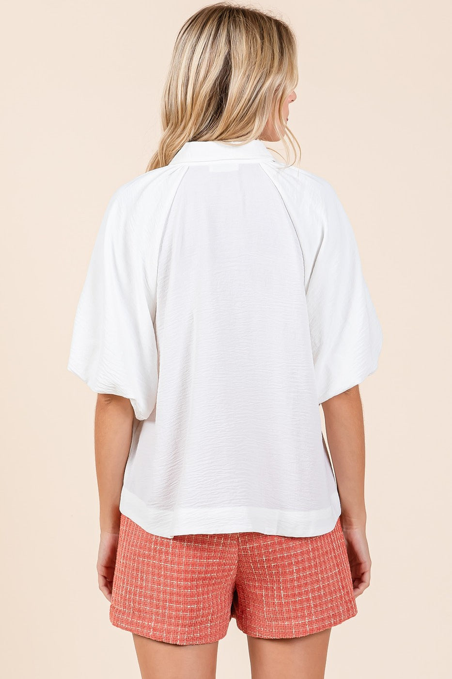 Norah Bubble Sleeve Button Down Blouse