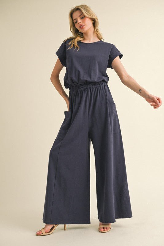 Iria Jersey Short Sleeve Jumpsuit