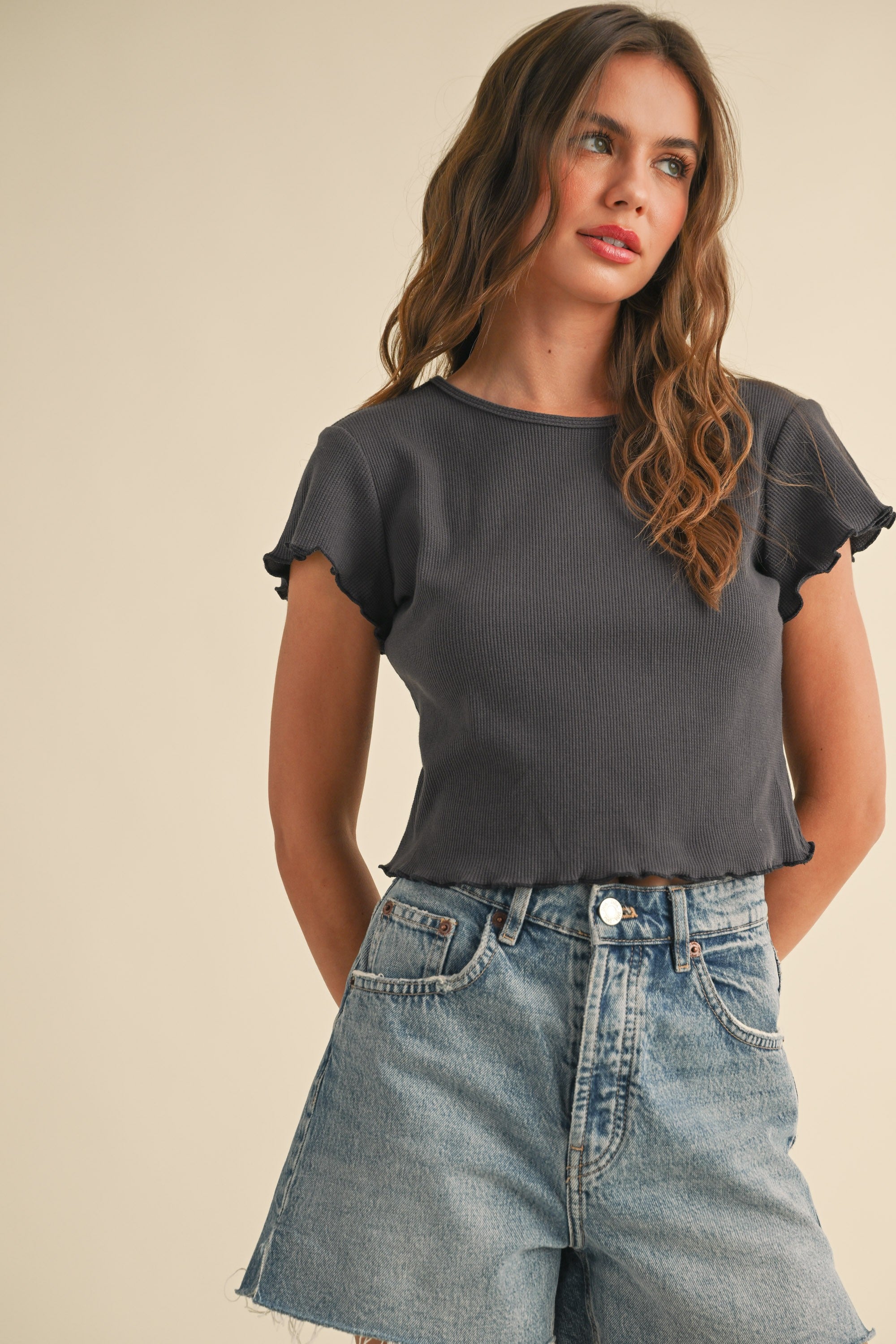 Chill Day Crop Waffle Tee