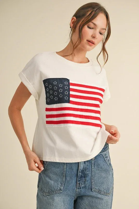 PLUS SIZE | American Flag Top