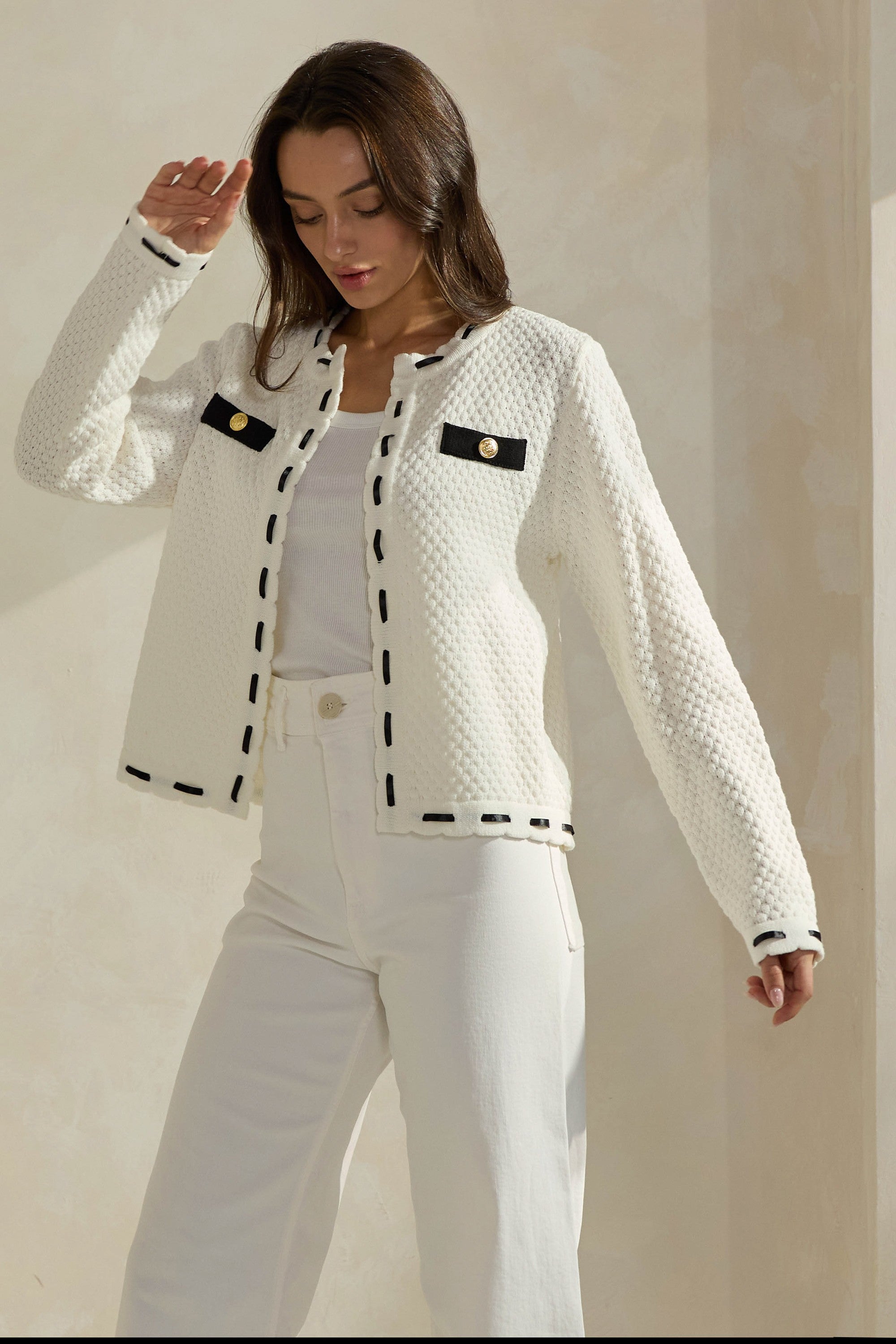 Lavinia Contrast Trim Cardigan