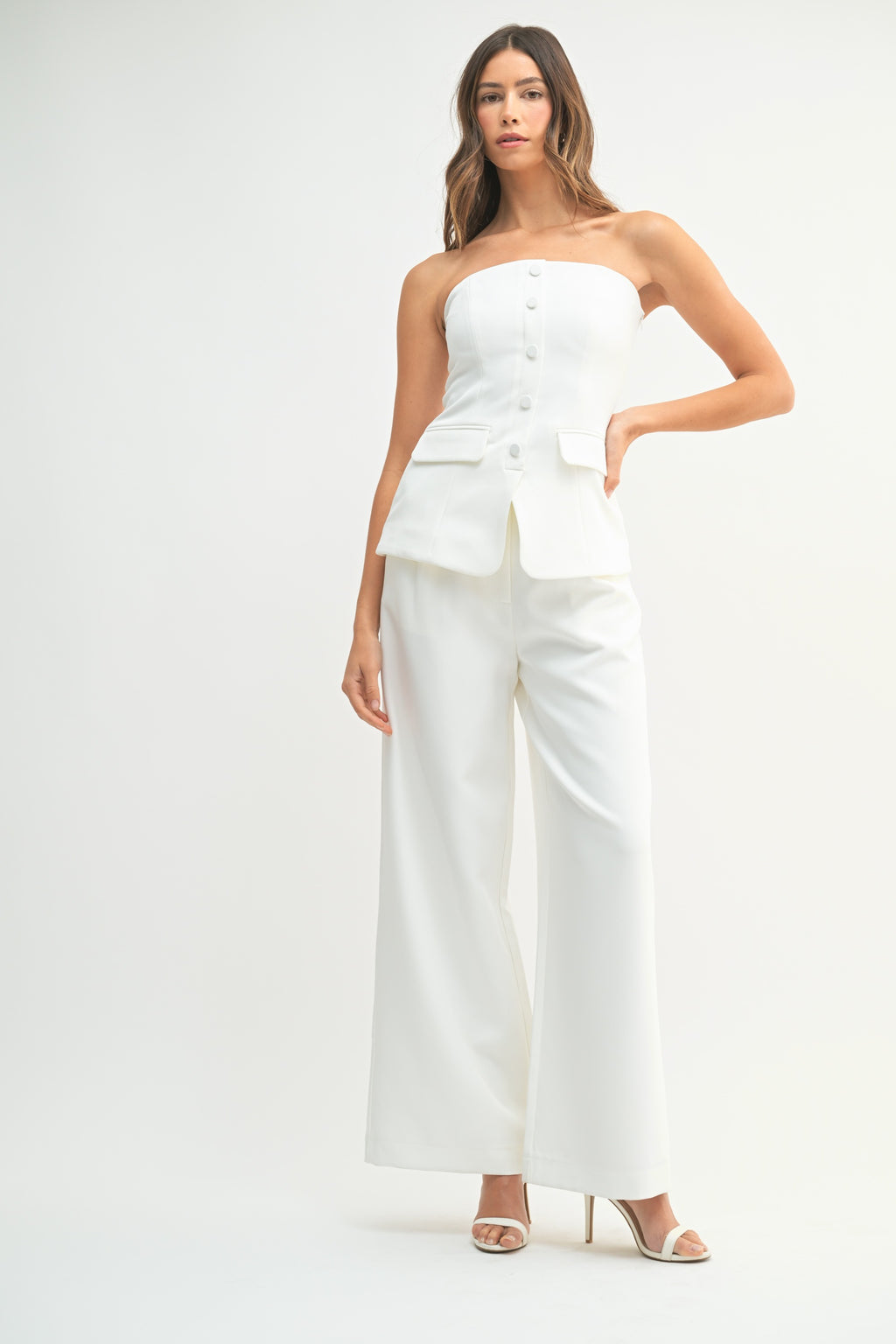 Sable Crepe Button Trouser Set