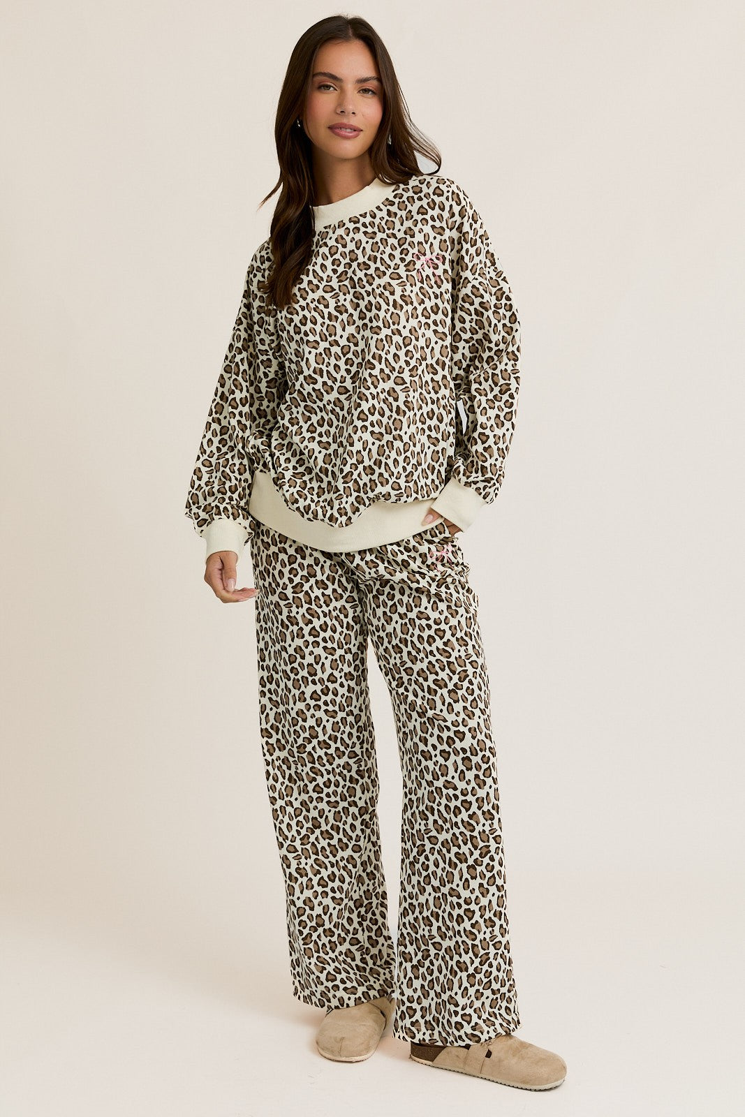 Fiona Leopard Sweatshirt & Sweatpants Set
