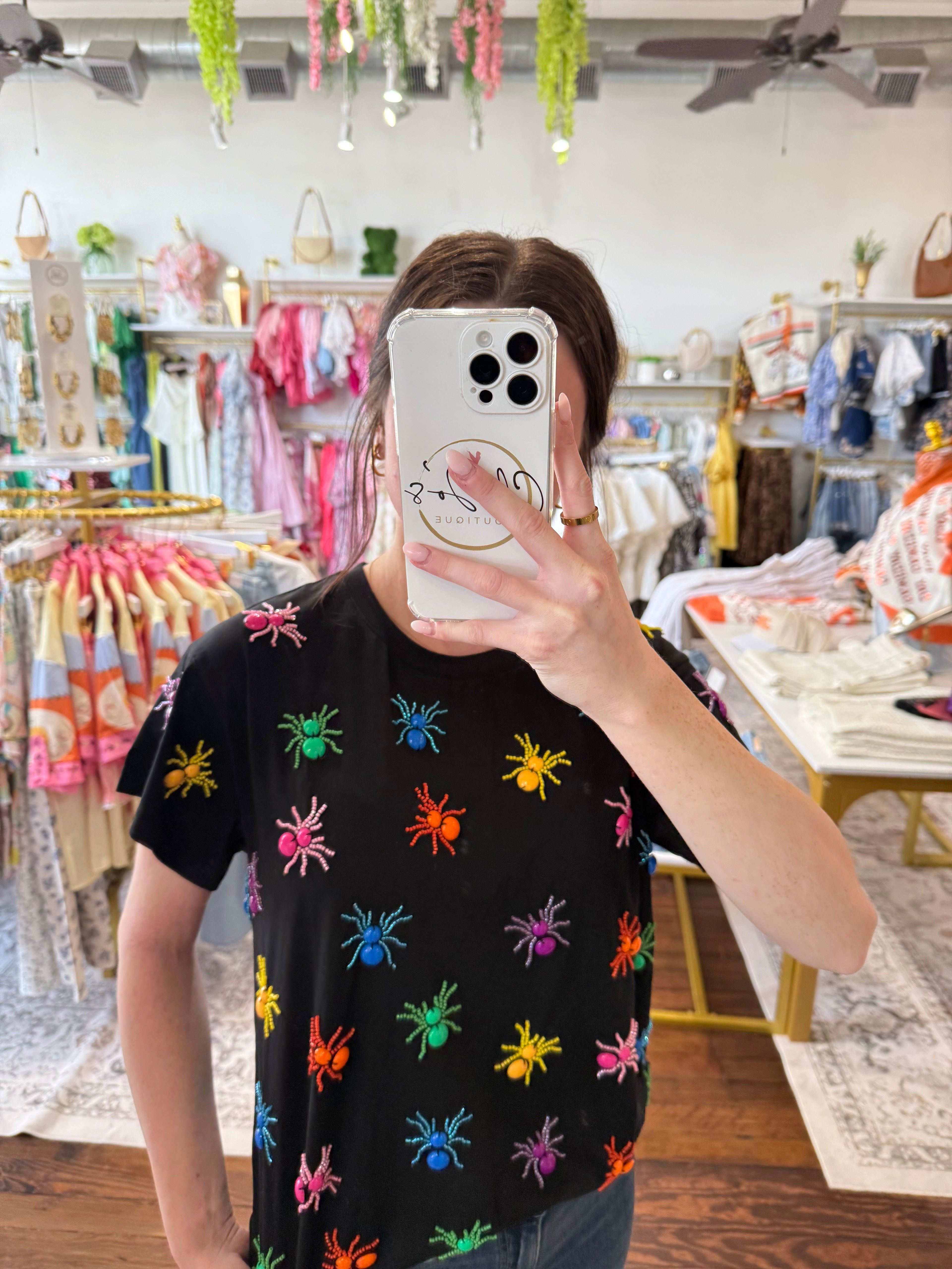 Black Multi Spider Tee | Queen of Sparkles