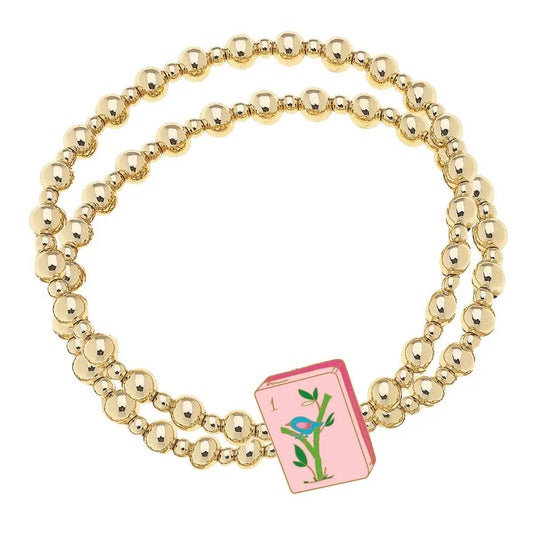 Mahjong 2-Row Ball Bead Stretch Bracelet