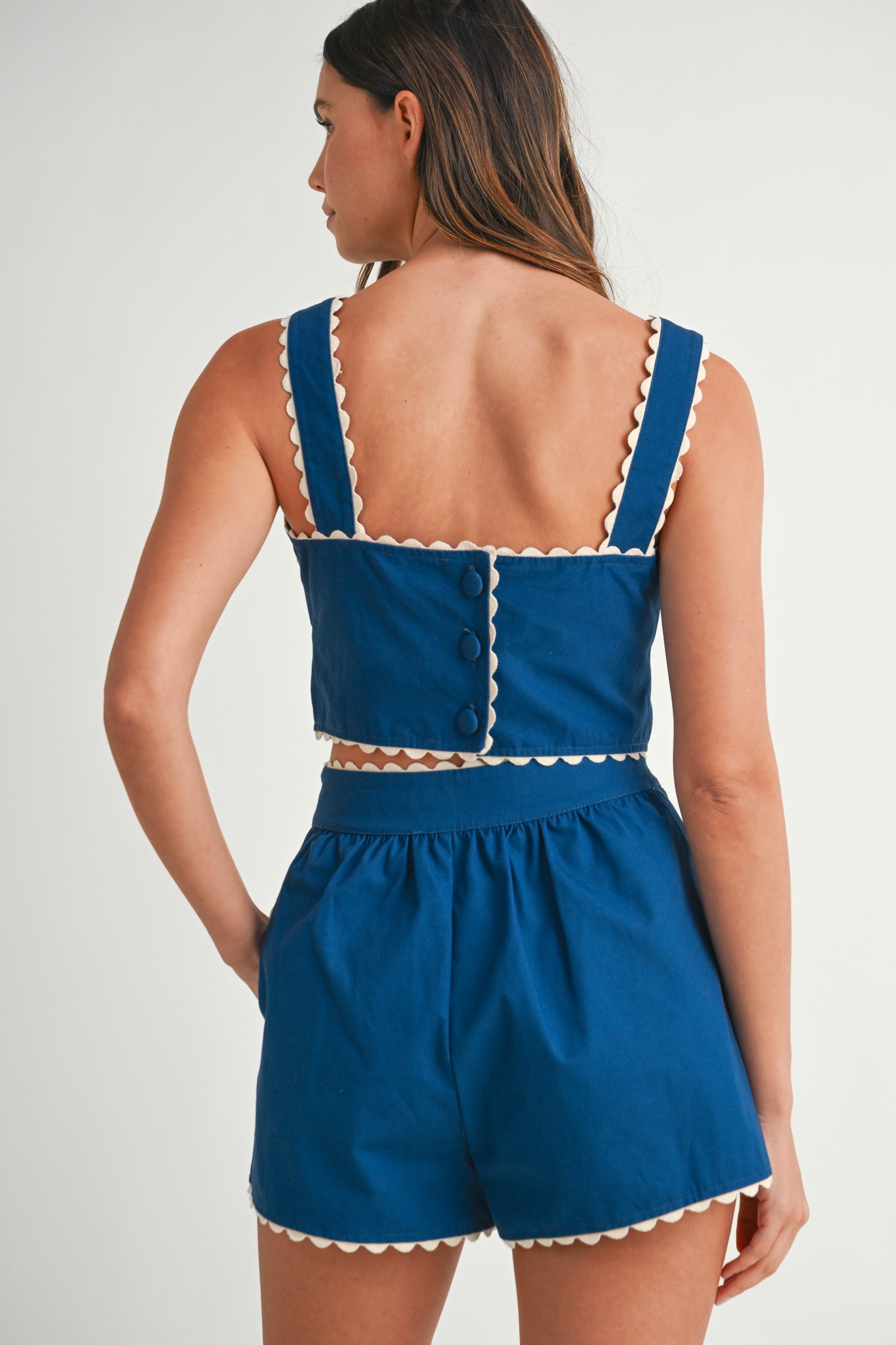 Azlynn Embroidered Cropped Set