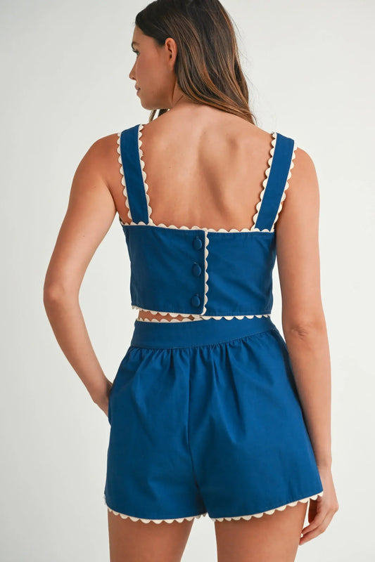 Azlynn Embroidered Cropped Set