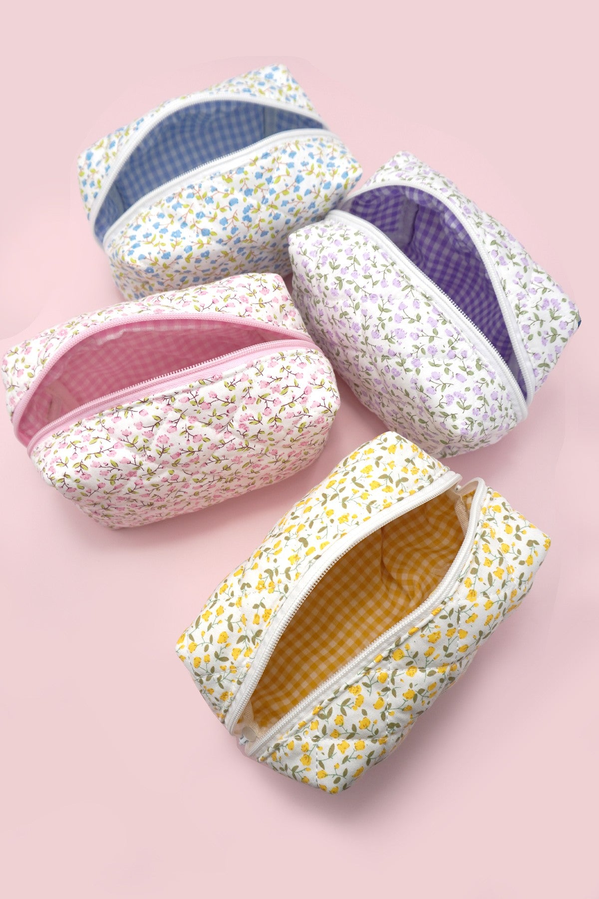 Quilted Floral Cosmetic Pouch