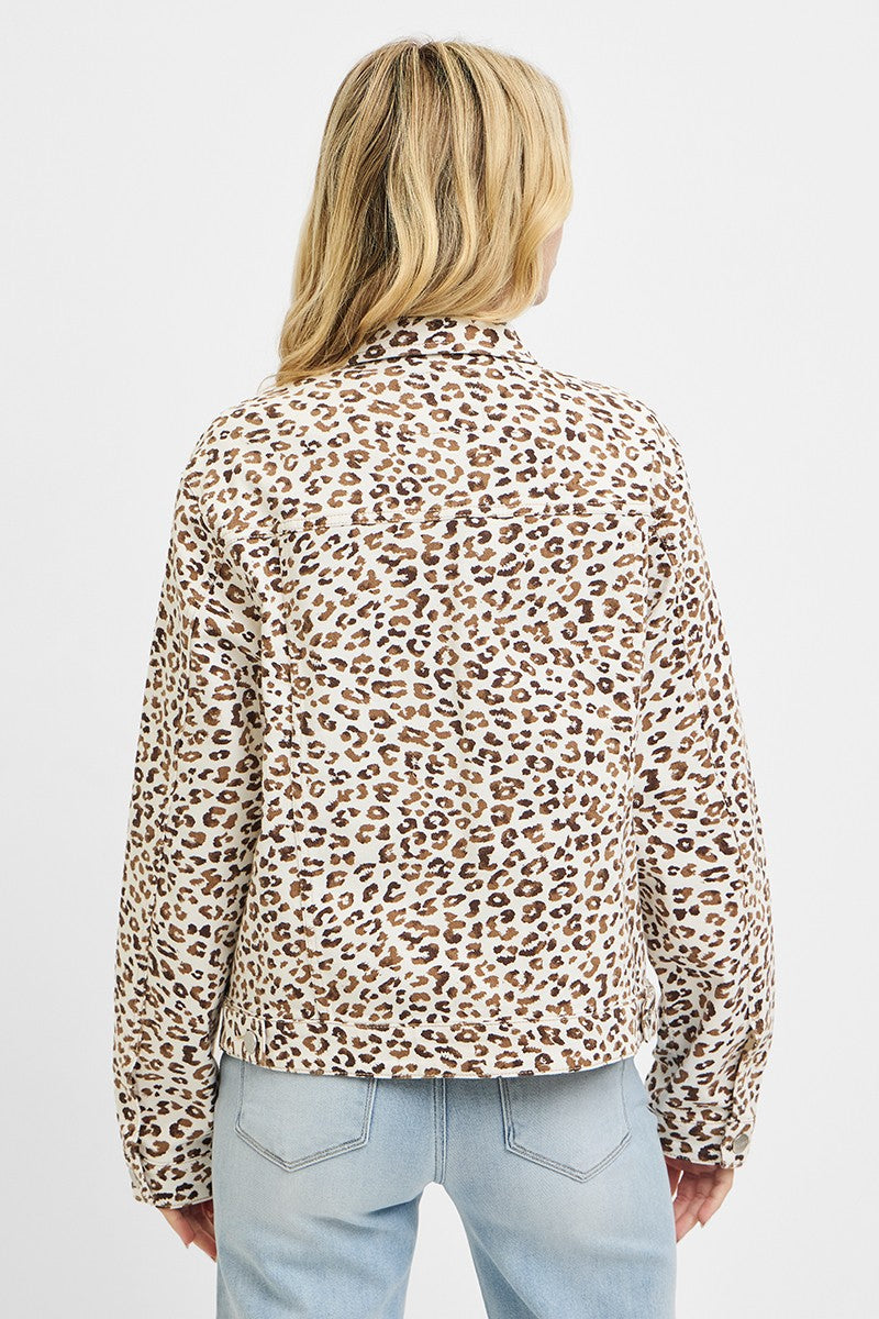 Novalie Leopard Print Denim Jacket | PLUS SIZE AVAILABLE | Risen Jeans