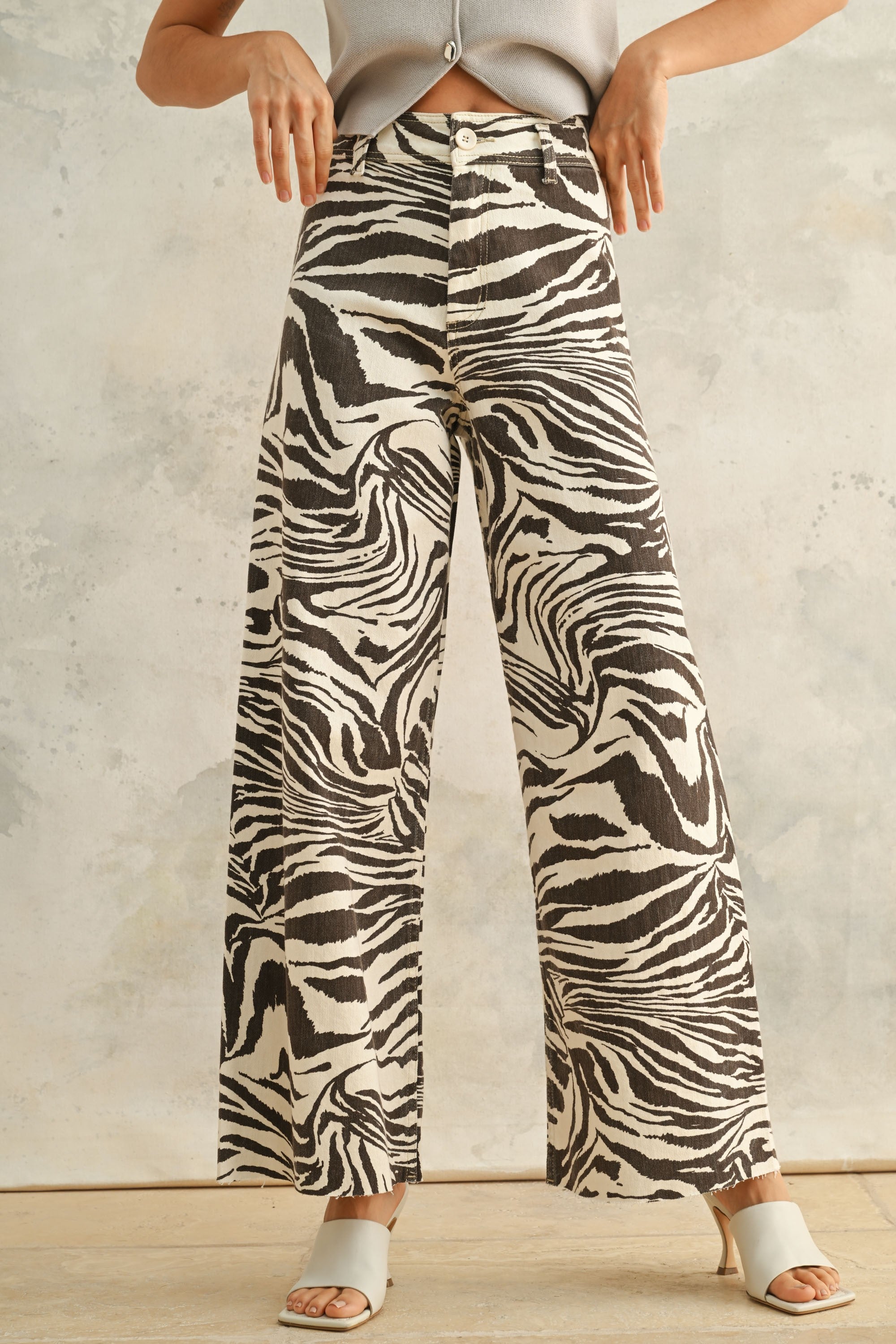 High Rise Zebra Print Pants
