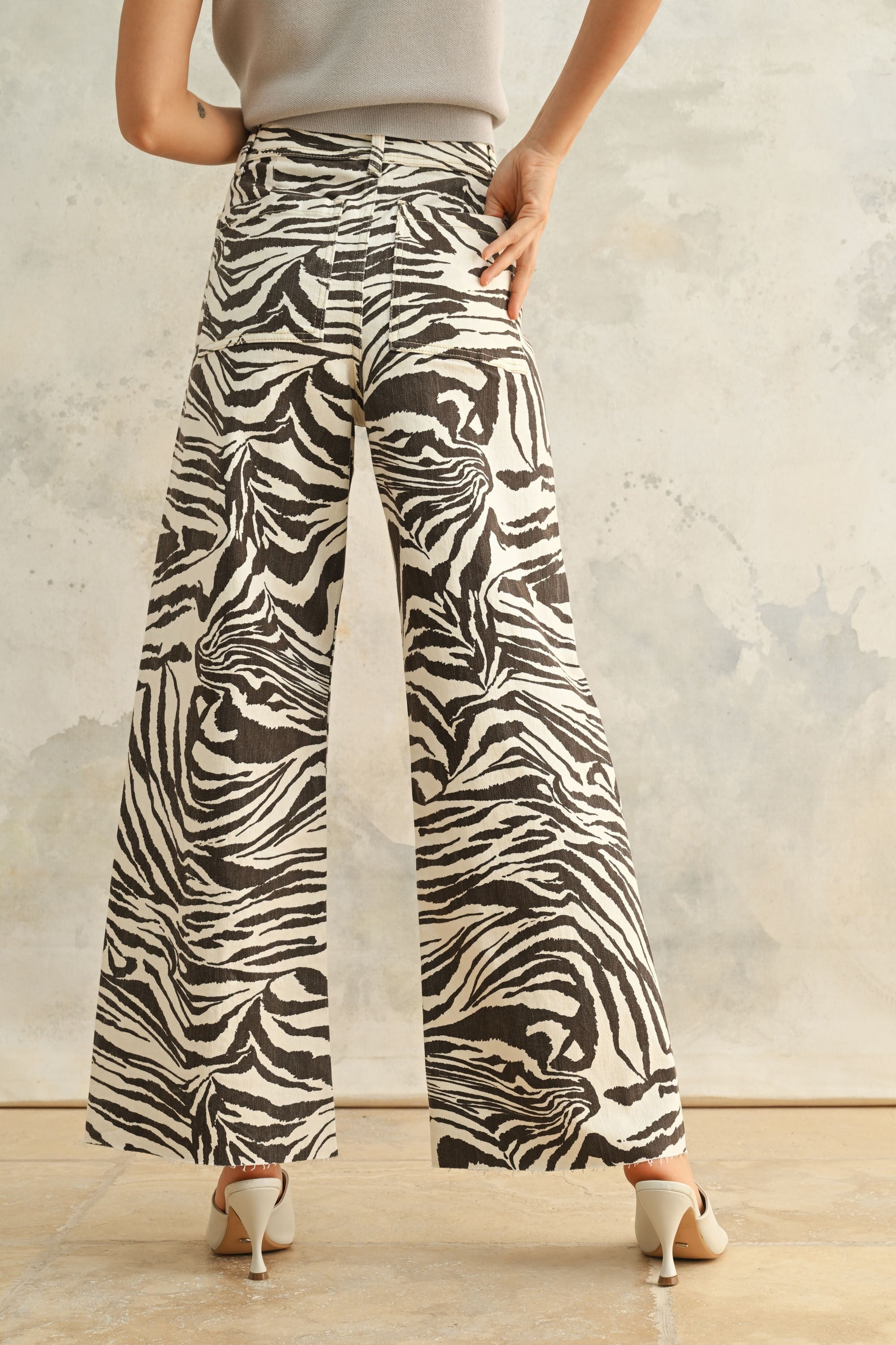 High Rise Zebra Print Pants