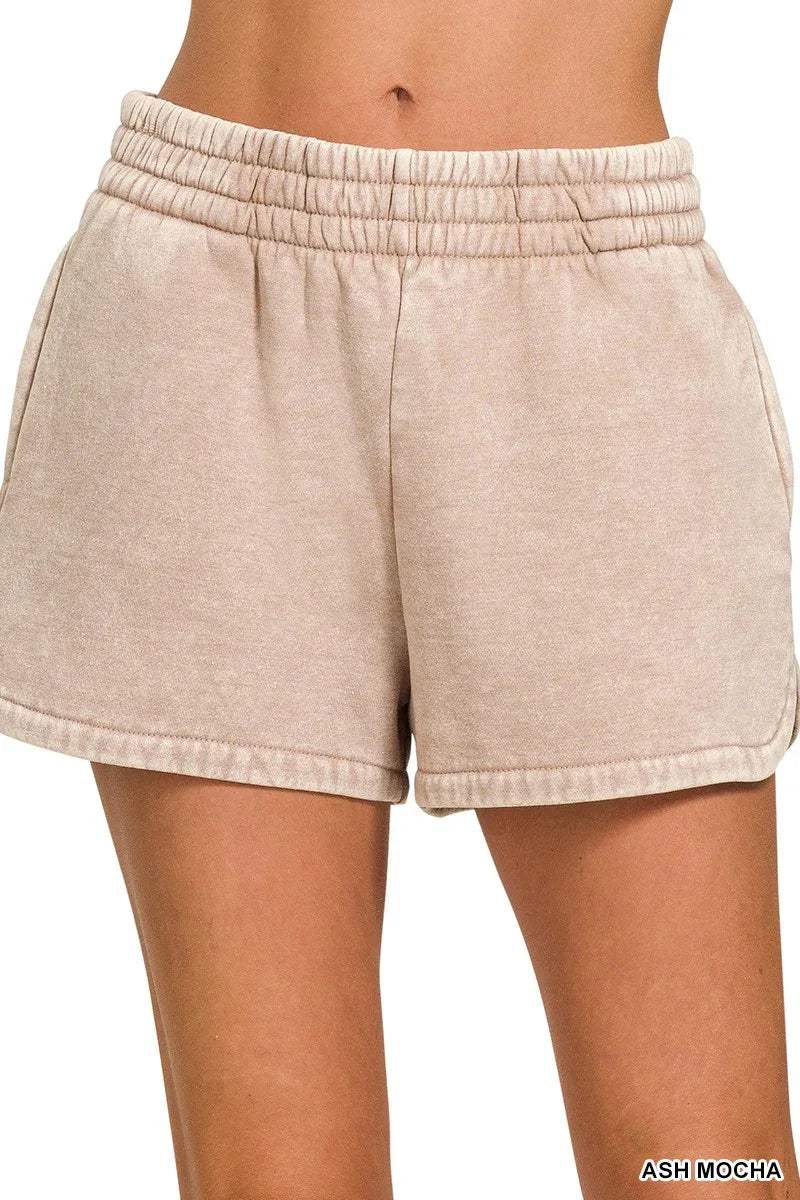 Anna Acid Wash Elastic Shorts