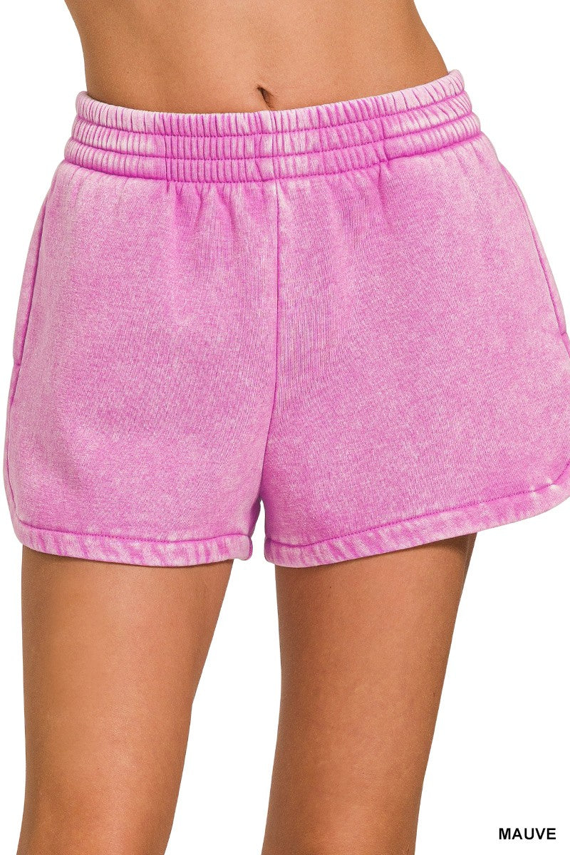 Anna Acid Wash Elastic Shorts