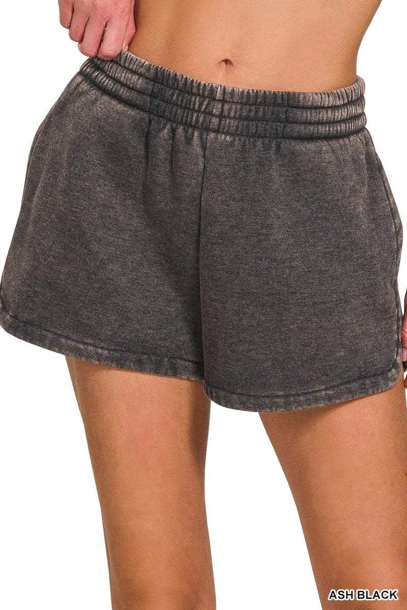 Anna Acid Wash Elastic Shorts