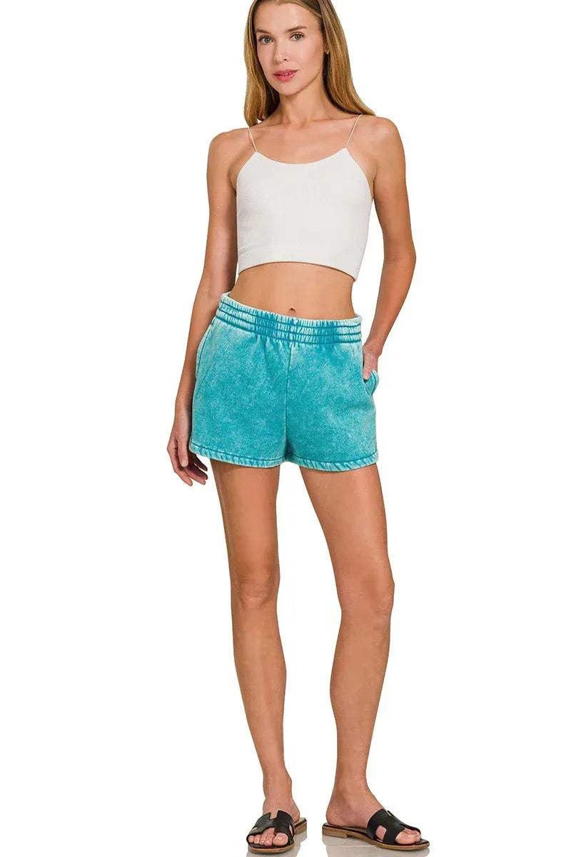 Anna Acid Wash Elastic Shorts
