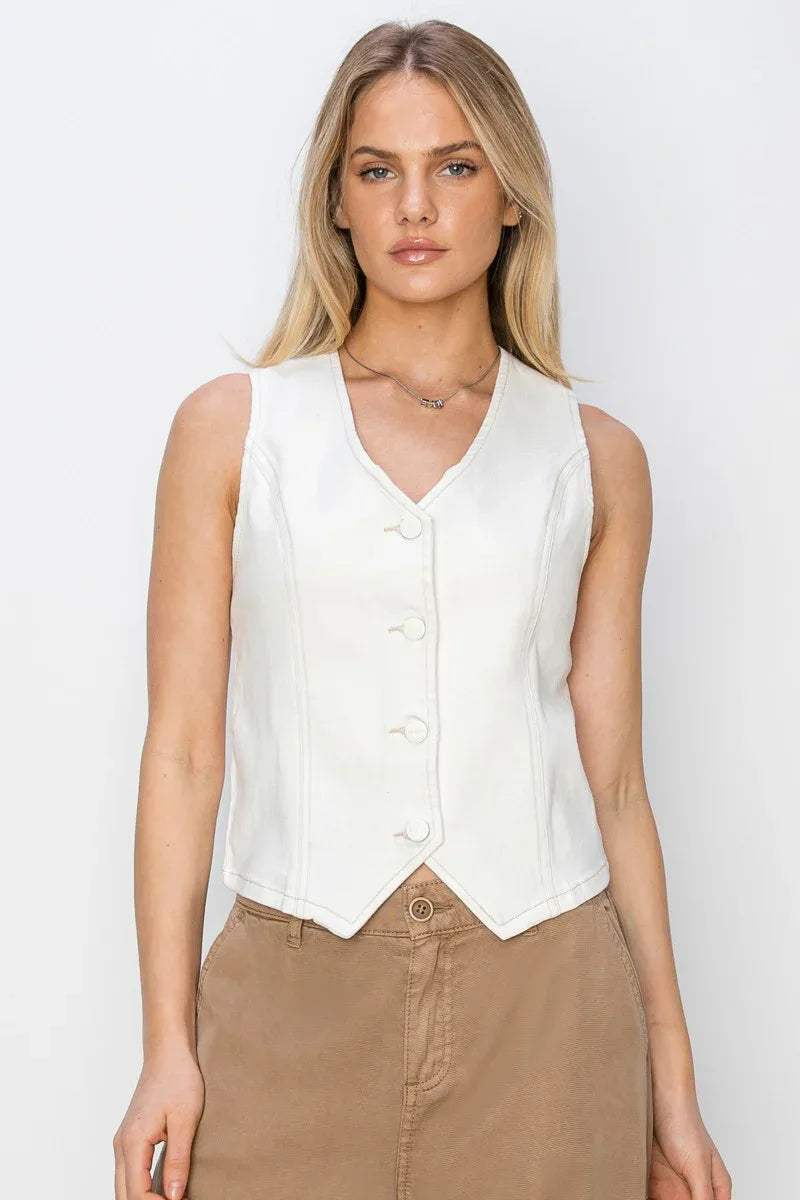 Odessa Denim Button Down Vest | PLUS SIZE AVAILABLE | Risen Jeans