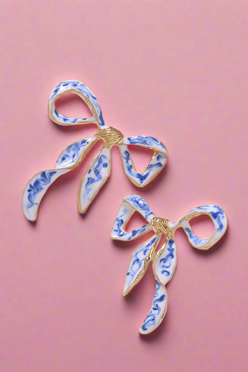 Porcelain Bow Stud Earrings