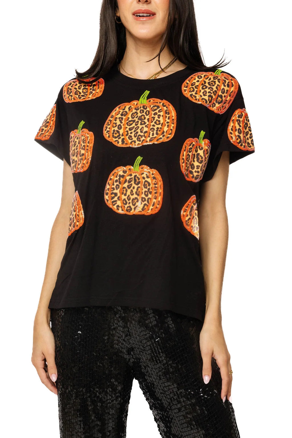 Black Leopard Pumpkin Tee | Queen of Sparkles