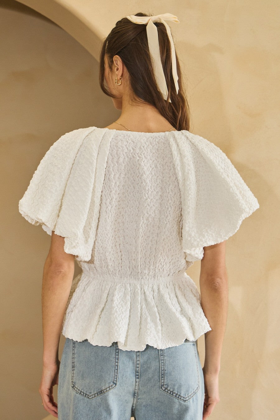 PLUS SIZE | Mila Textured Peplum Top