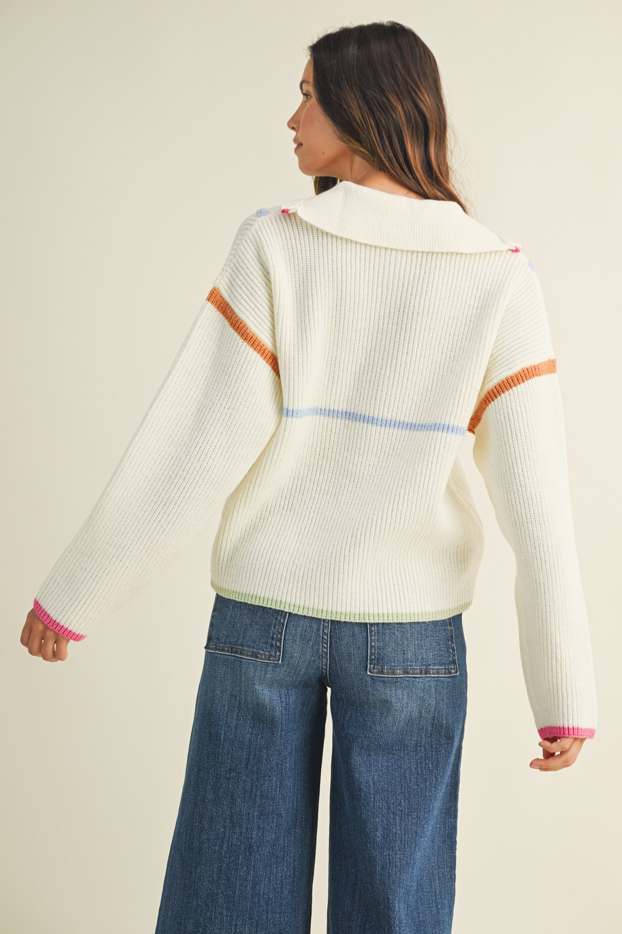 Cozy Days Binding Half Zip Sweater