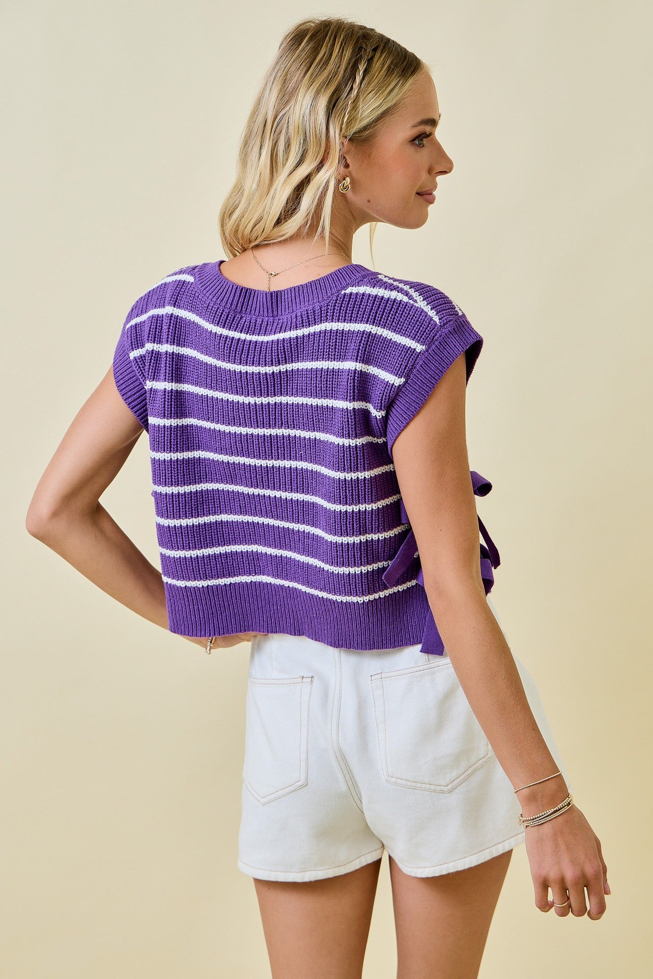 Striped Side Tie Sweater Vest