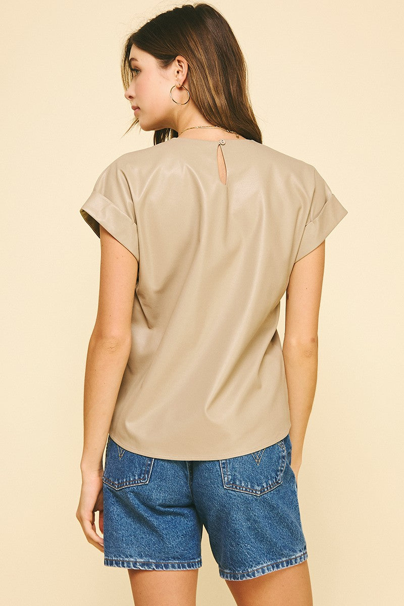 Whiskey Moon Leather Cap Sleeve Top