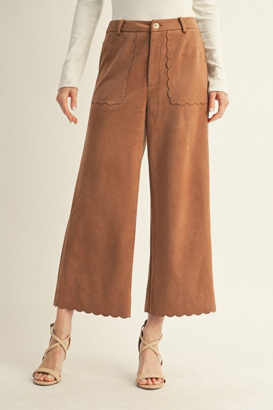 Frostpine Scalloped Suede Pants